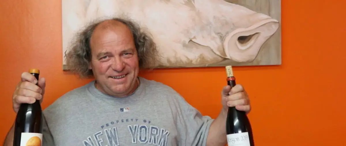 Georges Descombes with his wines